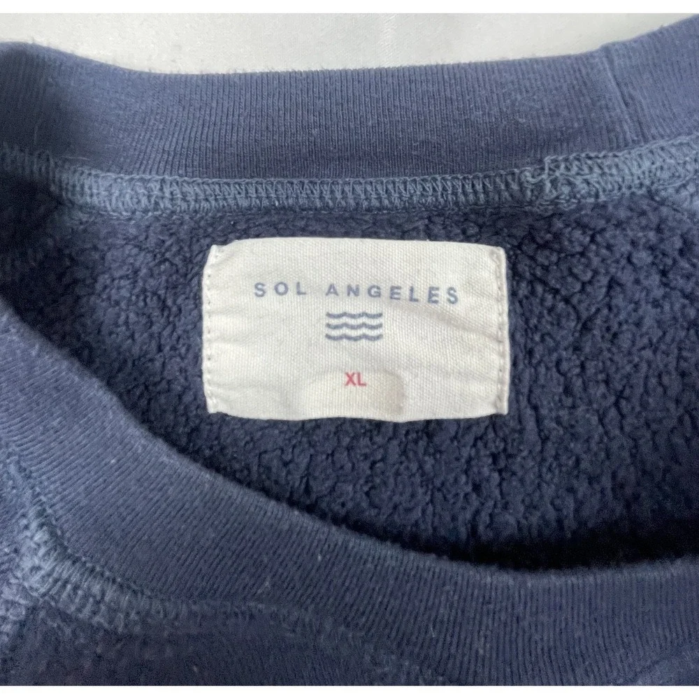 SOL ANGELES SWEATSHIRT XL NAVY CREWNECK PULLOVER STRIPE SLEEVE MAFE IN USA